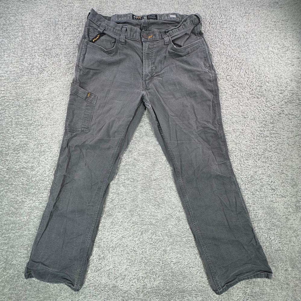 Ariat Rebar M4 Relaxed Straight Work Pants Mens 34x30 Gray Utility *FLAWS